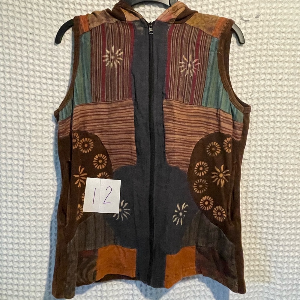 Cotton hooded hippie vest